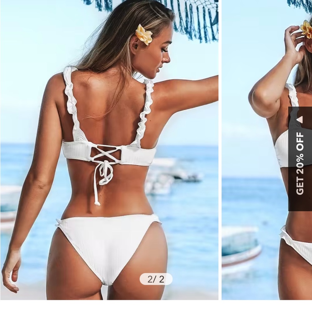 White Ruffle Bikini - Picture 4 of 4